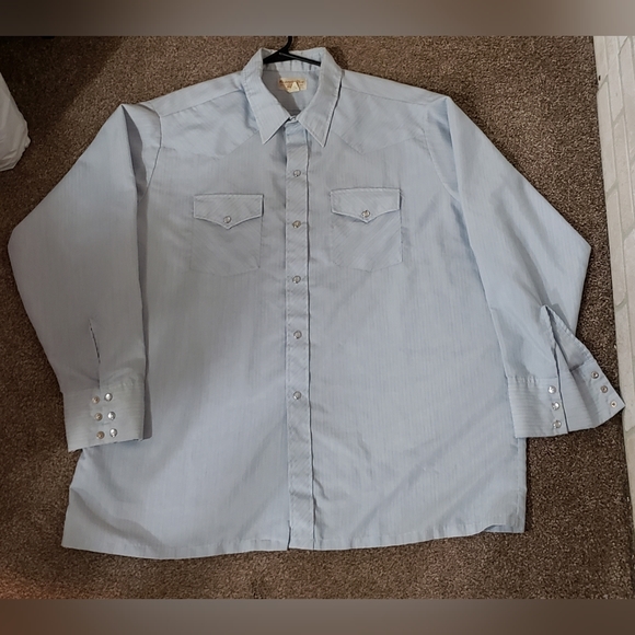 BIG TALL Christopher Hart Long Sleeve Light Blue Men's Button Up Dress Shirt - Picture 2 of 6